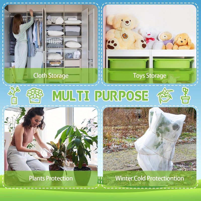 Perthlin 6 Pcs Winter Plant Covers Freeze Protection Small Plastic Clear Film Cover Shelter Bags Waterproof Frost Cloth for Outdoor Plants Greenhouse Garden Rain Frost Protection(47.2 x 71 Inch) - Image 5